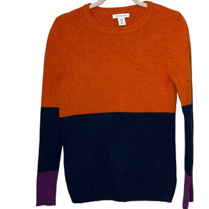 Tabitha Webb Wool Blend Colorblock Sweater Orange Black Purple